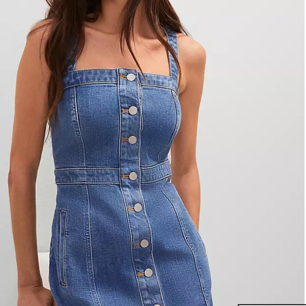 Ann Taylor Weekend Collection Button Denim Sheath Dress Size 8